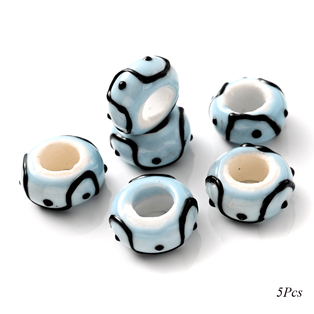 5pcs Colorful Hand-Painted Ceramic Decorative Beads